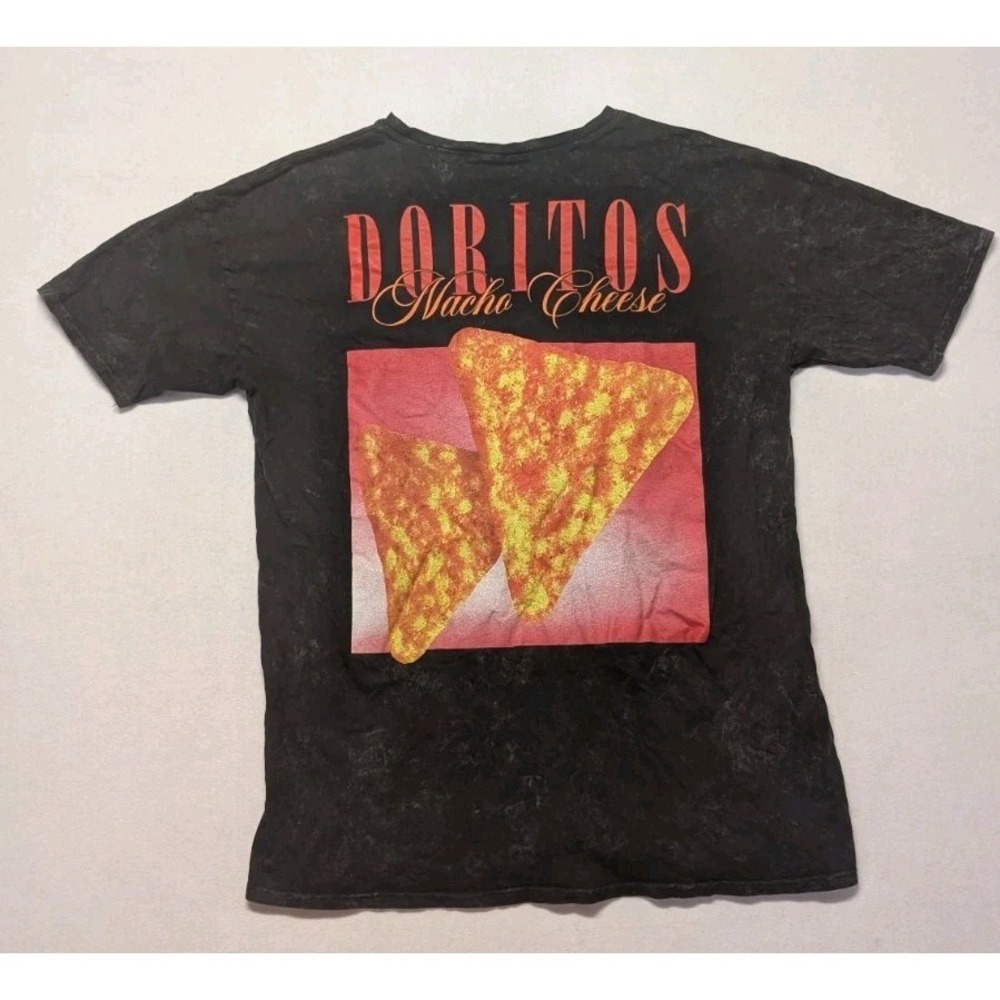 DORITOS Chips Shirt Mens 2XL Black Red Nacho Cheese Bleach Effect
